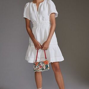 Anthropologie White linen somerset dress Xs